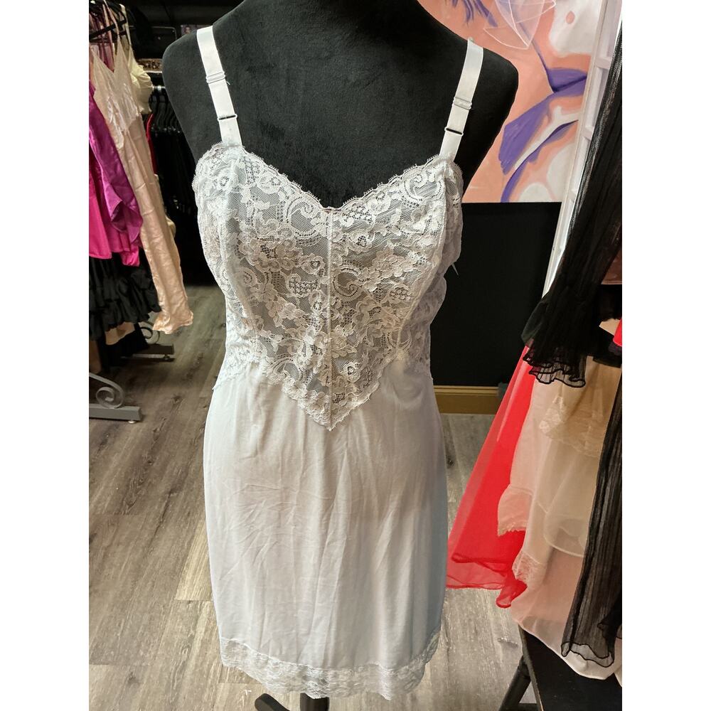 VINTAGE LIGHT BLUE SLIP DRESS LORRAINE S/M